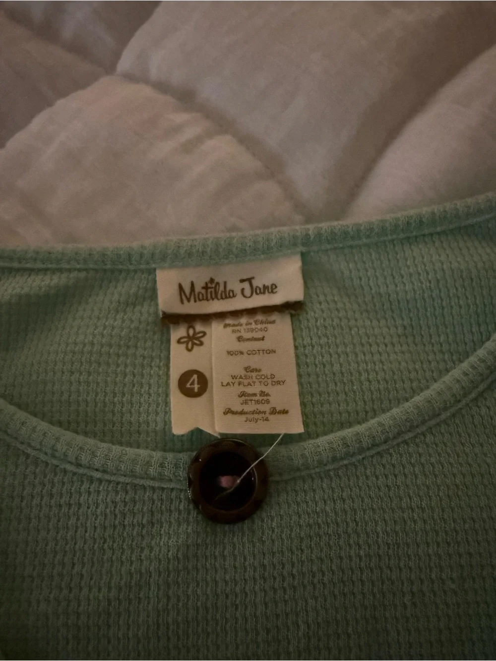 Matilda Jane Mint Green Waffle Knit Button Pullover